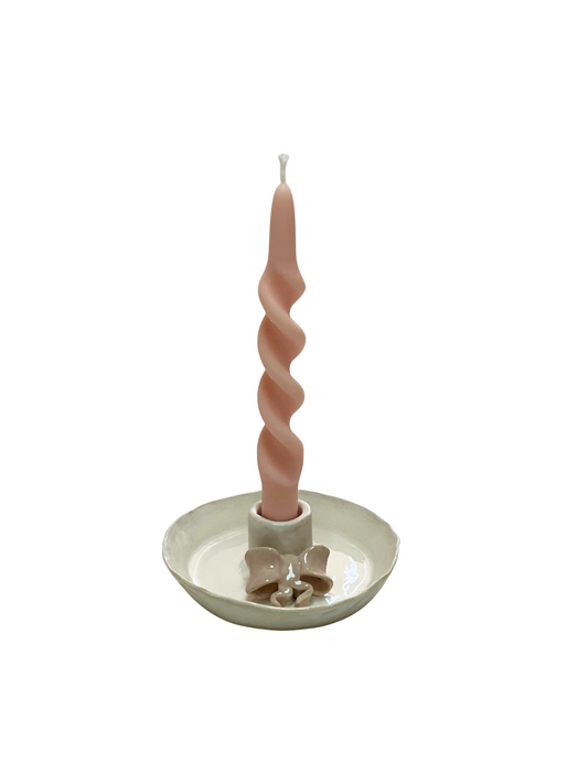 Le Ruban Ceramic Candle Holder on plate
