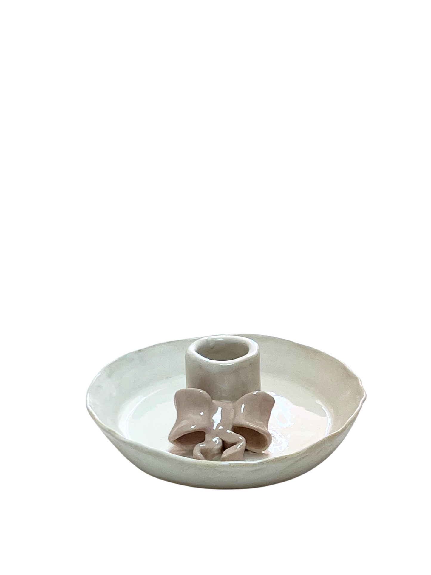Le Ruban Ceramic Candle Holder on plate